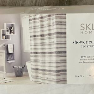 SOLD SKL black and white shower curtain.